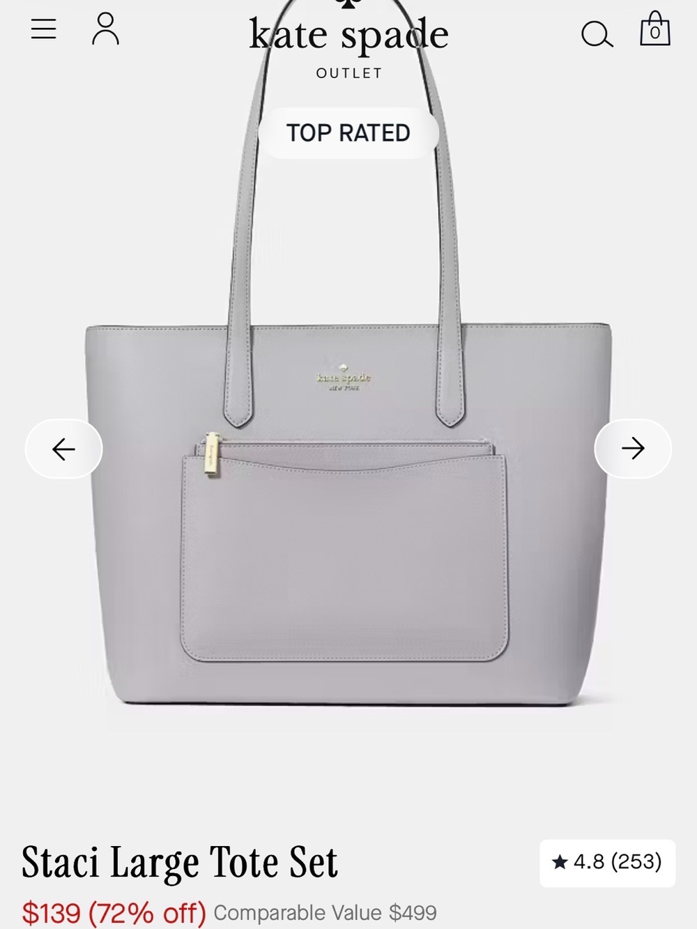 Kate Spade Staci Tote Set - Lilac/ Leather Tote with Matching Pouch - Picture 2 of 14